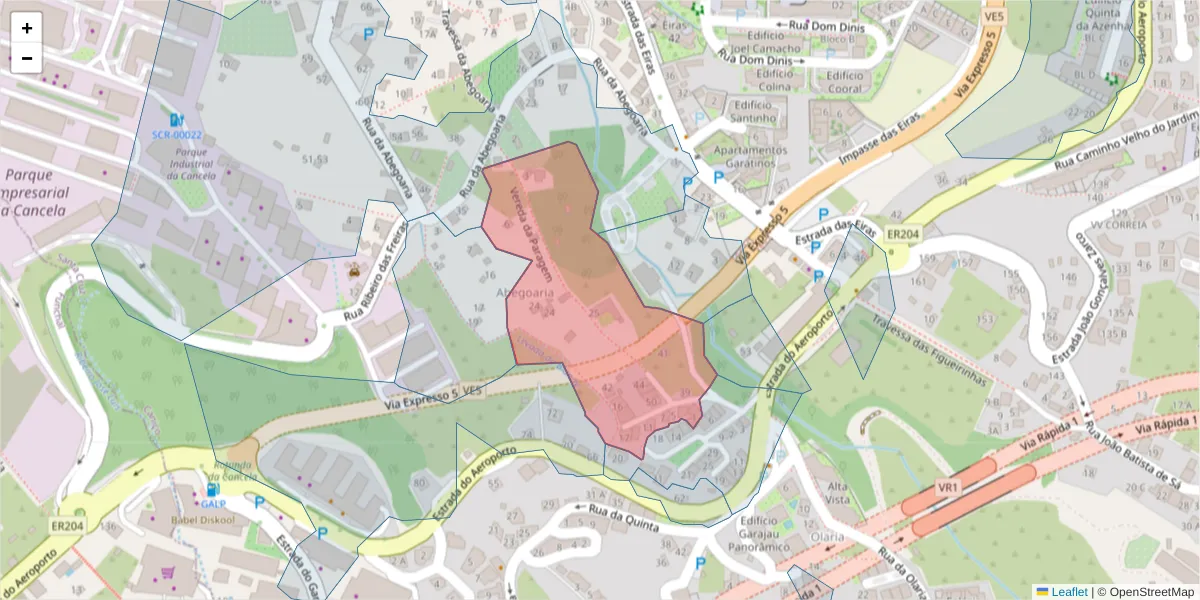 Mapa detalhado do código postal 9125-134 com limites, códigos postais vizinhos e agências dos correios