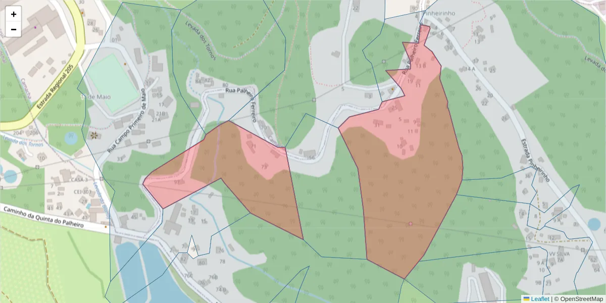 Mapa detalhado do código postal 9125-158 com limites, códigos postais vizinhos e agências dos correios