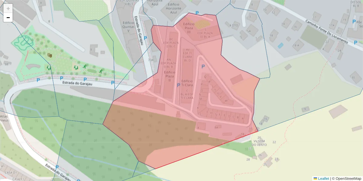 Mapa detalhado do código postal 9125-170 com limites, códigos postais vizinhos e agências dos correios