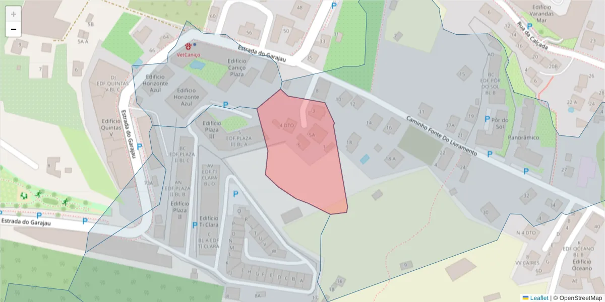 Mapa detalhado do código postal 9125-175 com limites, códigos postais vizinhos e agências dos correios
