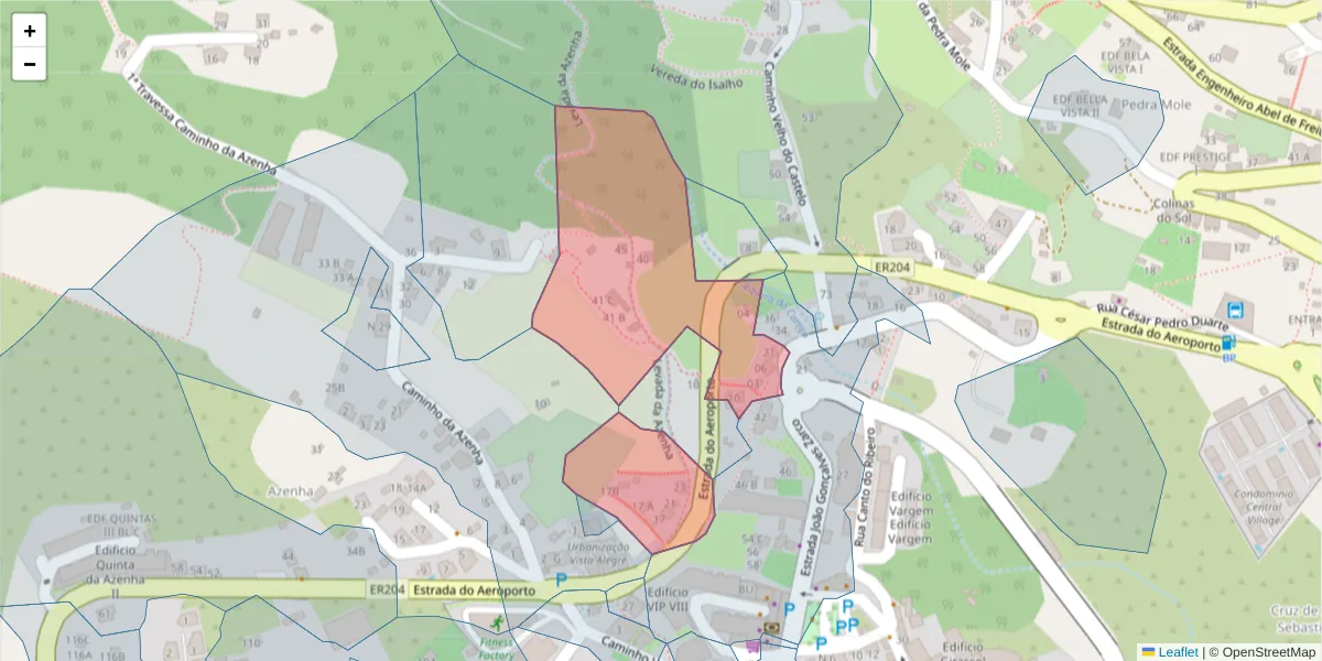 Mapa detalhado do código postal 9125-187 com limites, códigos postais vizinhos e agências dos correios