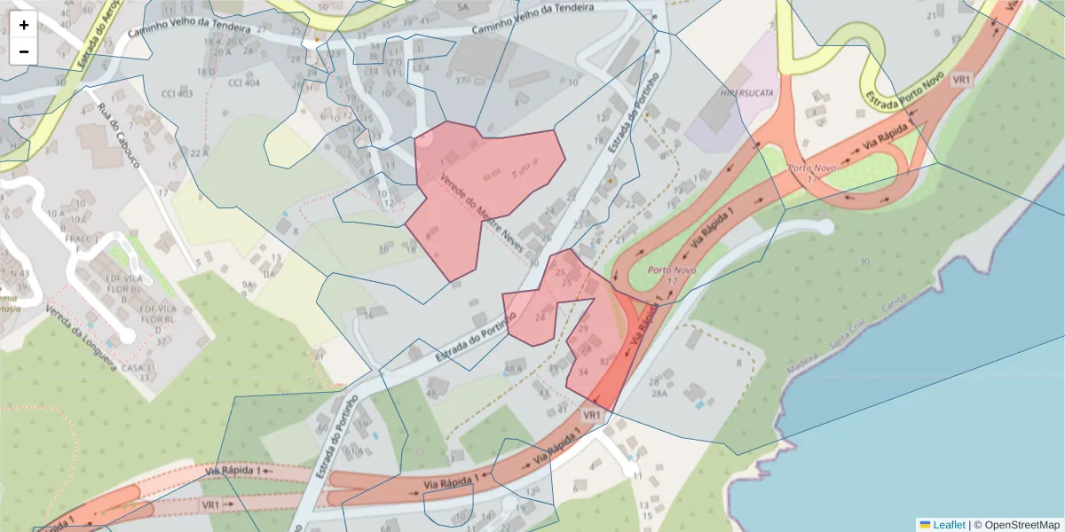 Mapa detalhado do código postal 9125-191 com limites, códigos postais vizinhos e agências dos correios