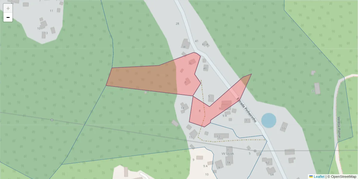 Mapa detalhado do código postal 9125-204 com limites, códigos postais vizinhos e agências dos correios