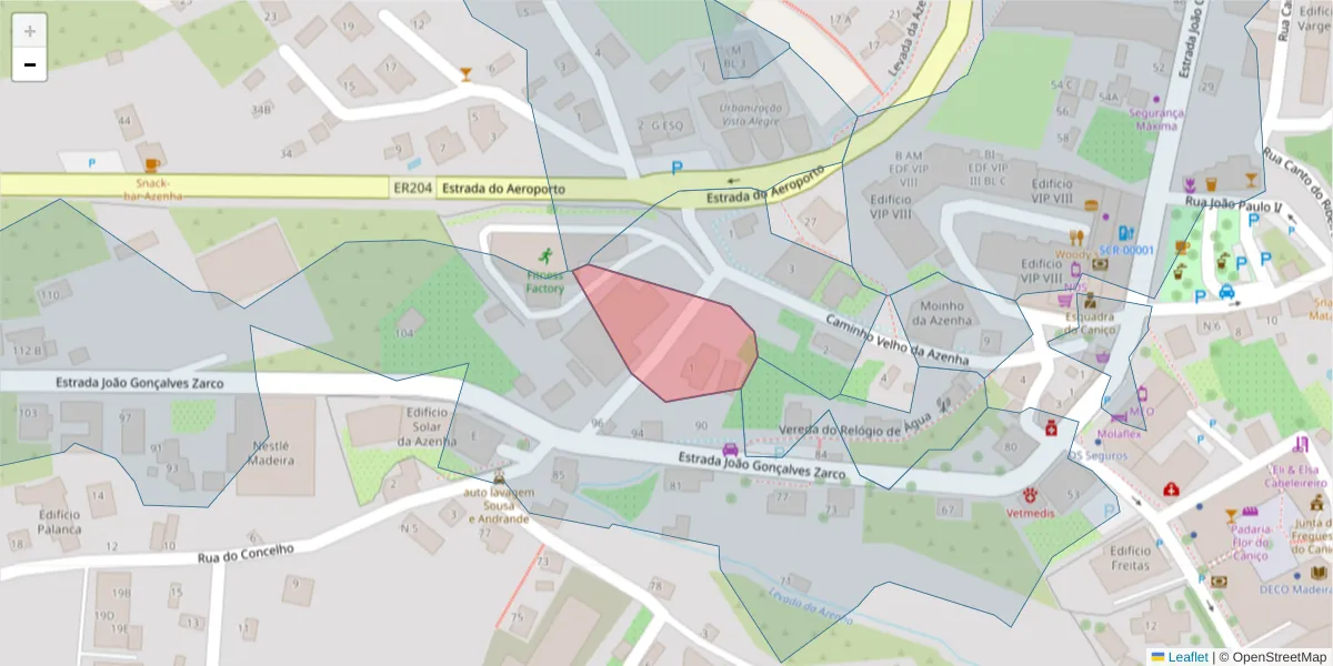 Mapa detalhado do código postal 9125-219 com limites, códigos postais vizinhos e agências dos correios