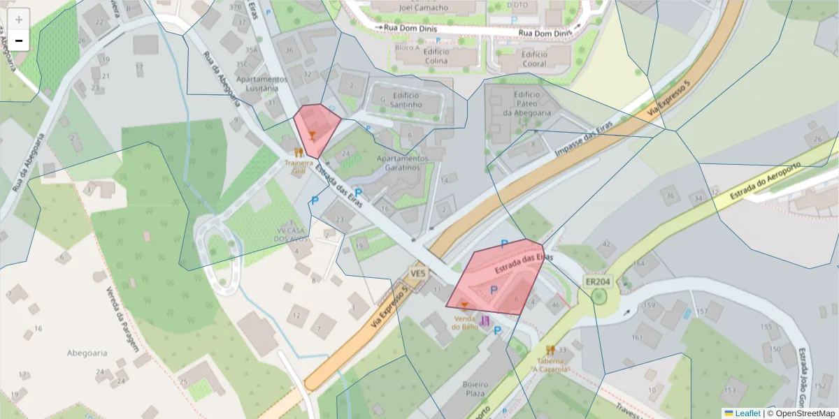 Mapa detalhado do código postal 9125 com limites, códigos postais vizinhos e agências dos correios