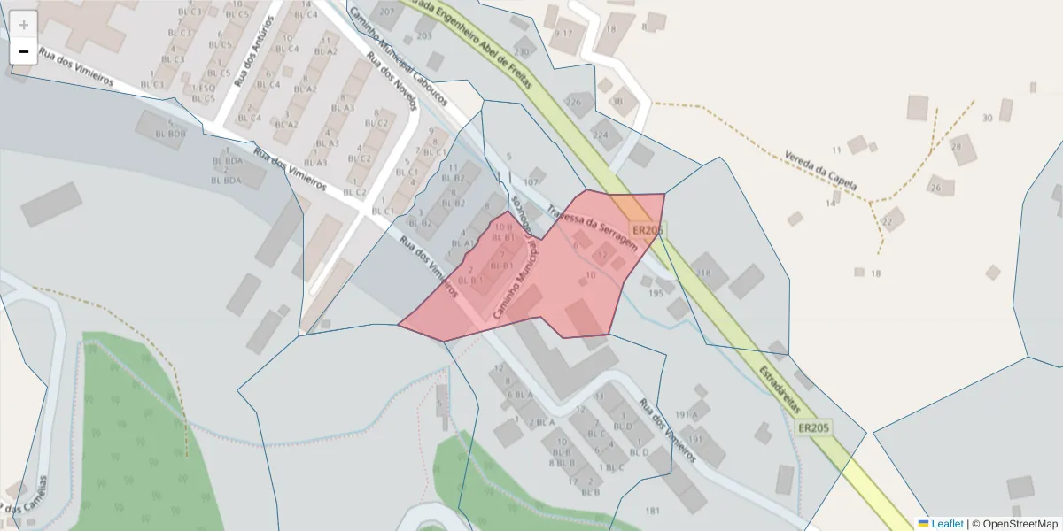 Mapa detalhado do código postal 9135-041 com limites, códigos postais vizinhos e agências dos correios