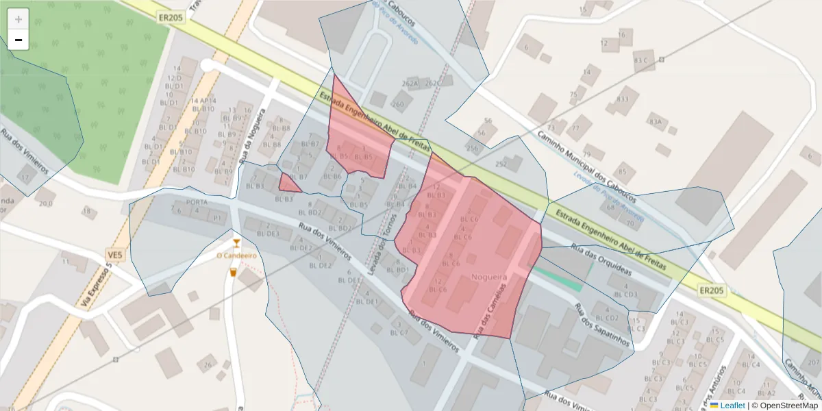 Mapa detalhado do código postal 9135-051 com limites, códigos postais vizinhos e agências dos correios