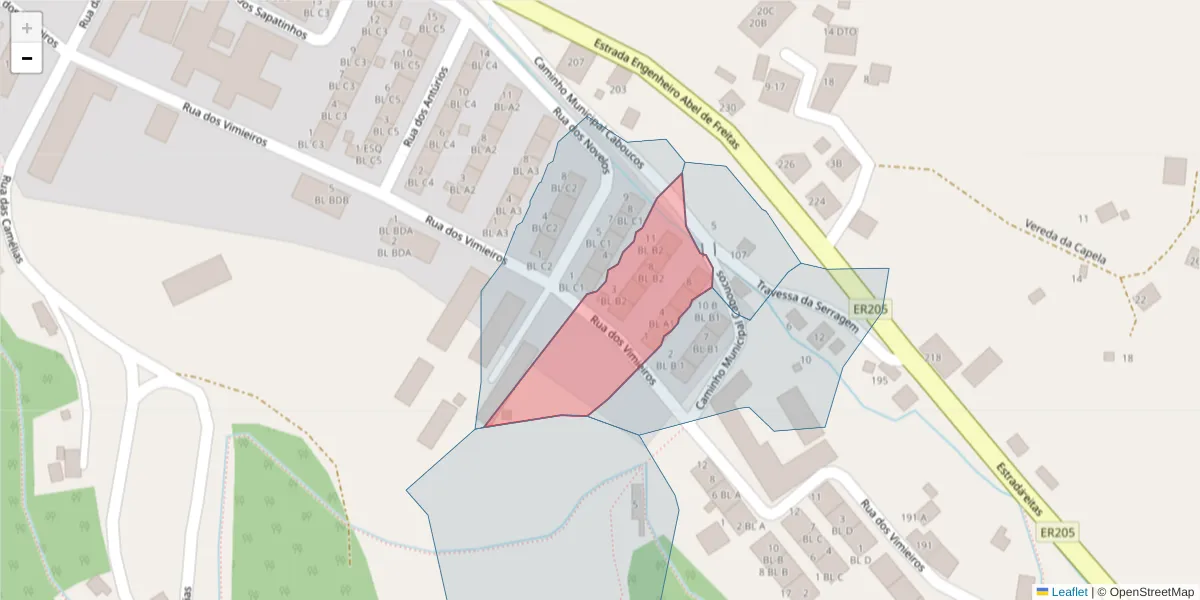 Mapa detalhado do código postal 9135-055 com limites, códigos postais vizinhos e agências dos correios