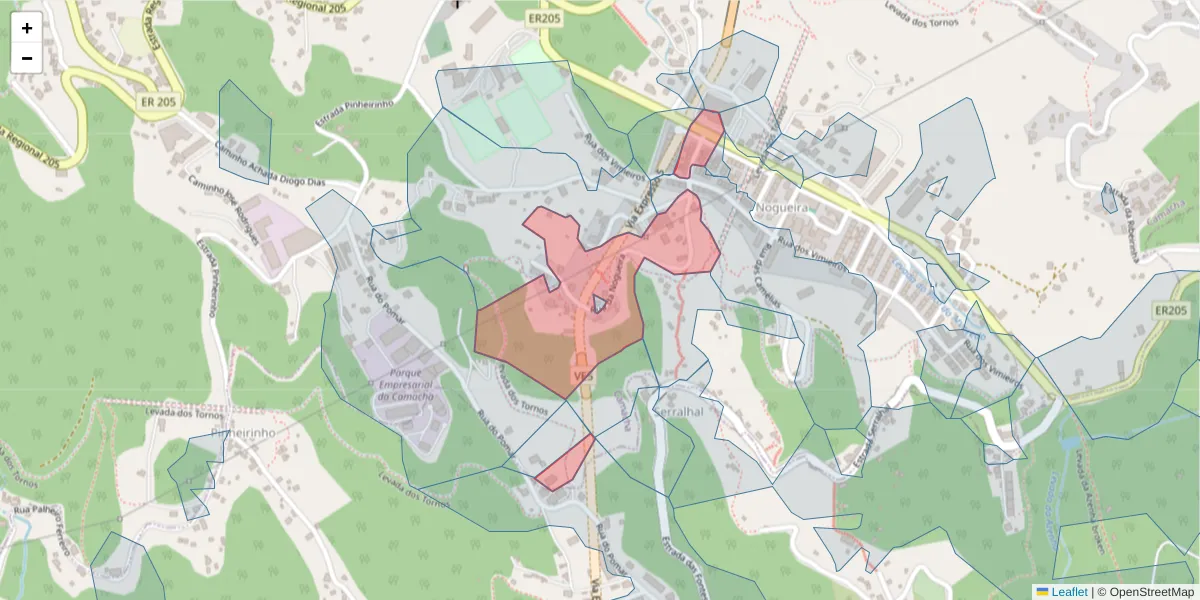 Mapa detalhado do código postal 9135-056 com limites, códigos postais vizinhos e agências dos correios