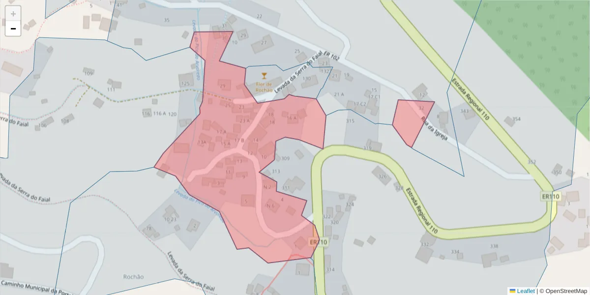 Mapa detalhado do código postal 9135-364 com limites, códigos postais vizinhos e agências dos correios