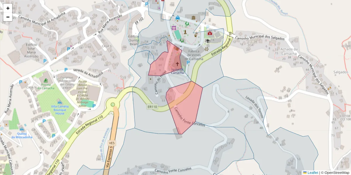 Mapa detalhado do código postal 9135-369 com limites, códigos postais vizinhos e agências dos correios