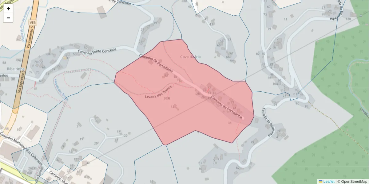 Mapa detalhado do código postal 9135-373 com limites, códigos postais vizinhos e agências dos correios