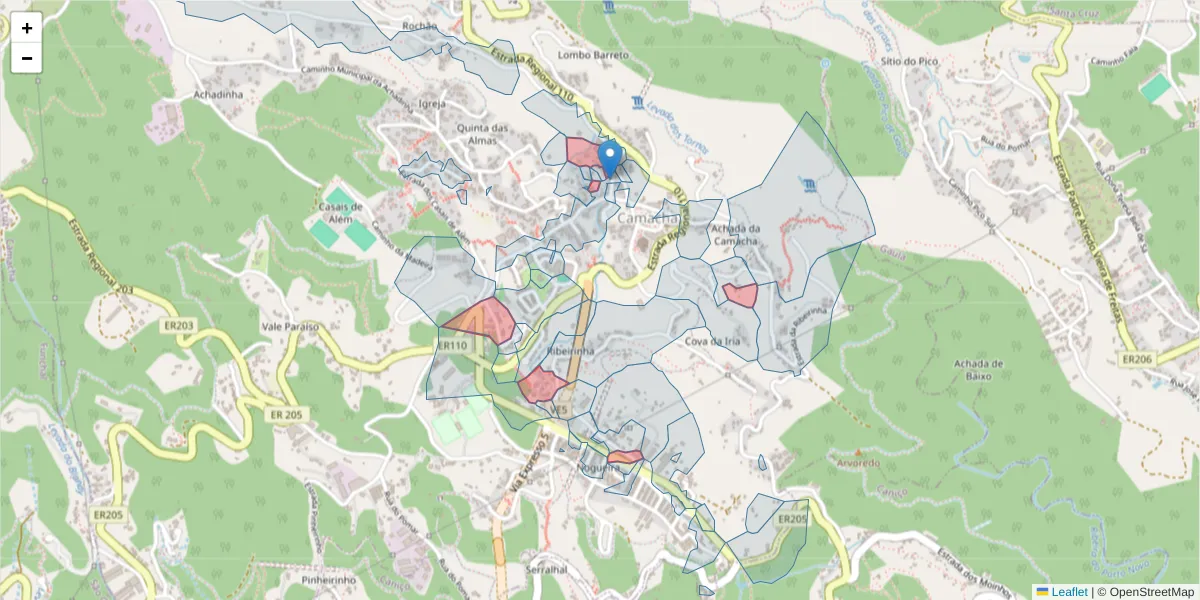 Mapa detalhado do código postal 9135-378 com limites, códigos postais vizinhos e agências dos correios