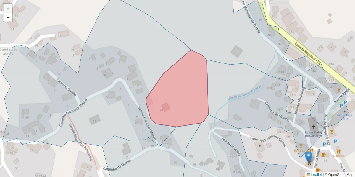 Mapa detalhado do código postal 9135-389 com limites, códigos postais vizinhos e agências dos correios
