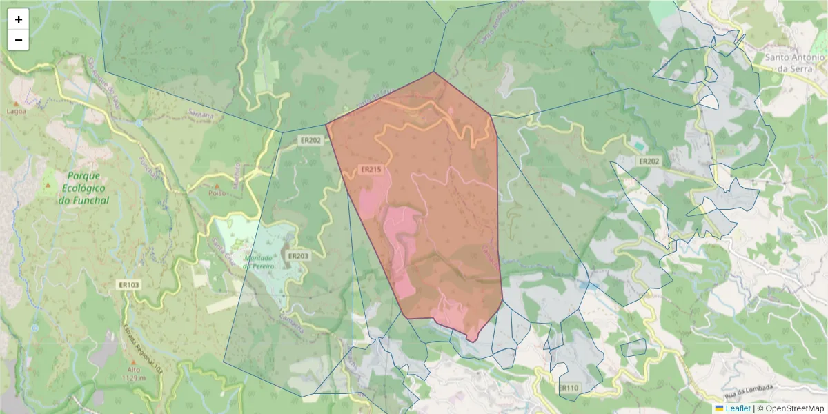 Mapa detalhado do código postal 9135-392 com limites, códigos postais vizinhos e agências dos correios