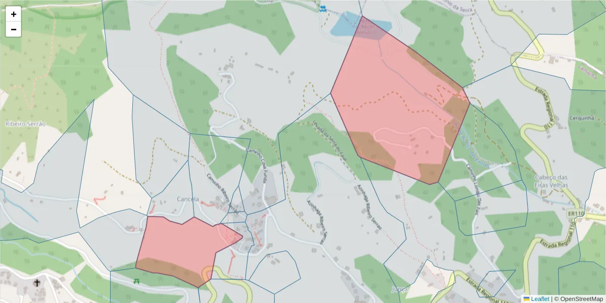 Mapa detalhado do código postal 9135-398 com limites, códigos postais vizinhos e agências dos correios