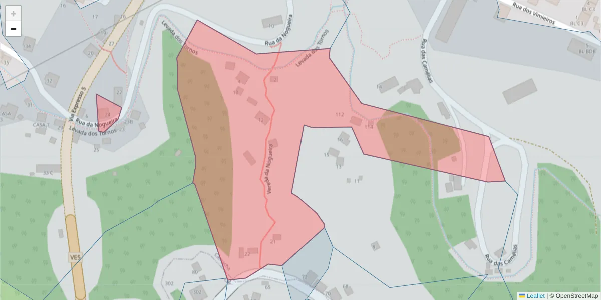 Mapa detalhado do código postal 9135-416 com limites, códigos postais vizinhos e agências dos correios