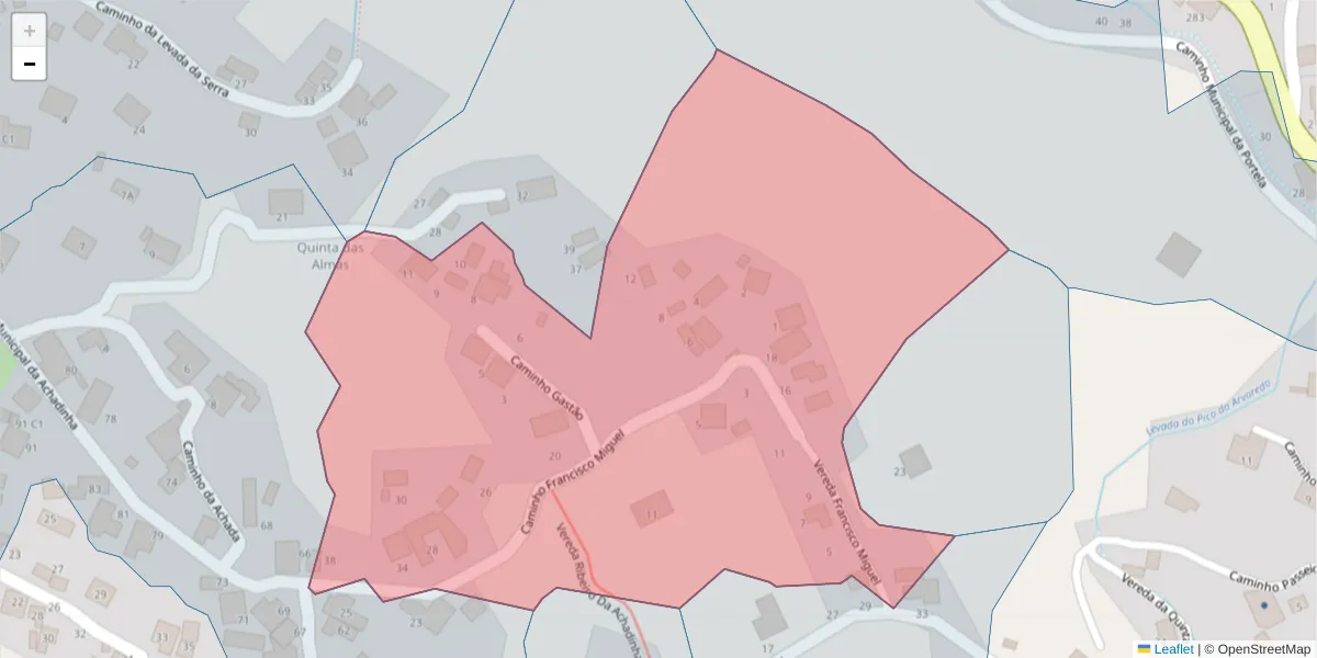 Mapa detalhado do código postal 9135-429 com limites, códigos postais vizinhos e agências dos correios