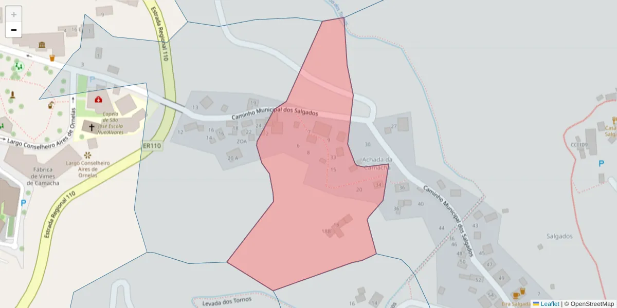 Mapa detalhado do código postal 9135-434 com limites, códigos postais vizinhos e agências dos correios