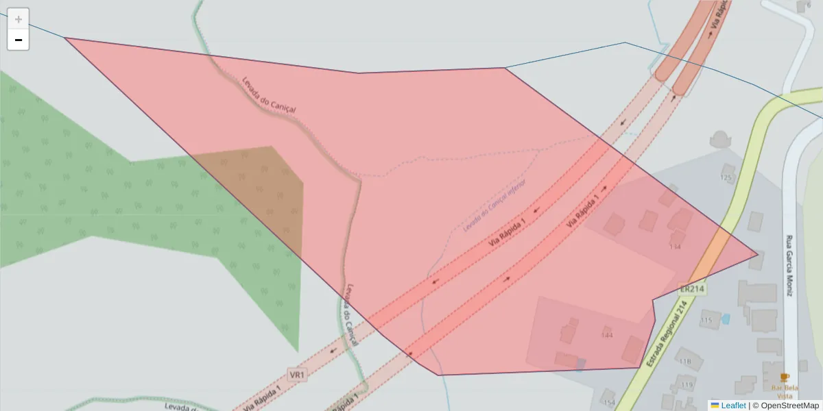 Mapa detalhado do código postal 9200-036 com limites, códigos postais vizinhos e agências dos correios