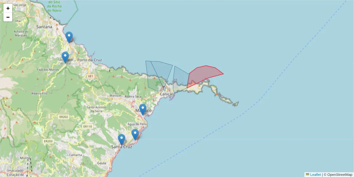 Mapa detalhado do código postal 9200-044 com limites, códigos postais vizinhos e agências dos correios