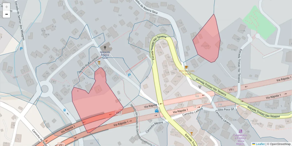 Mapa detalhado do código postal 9200-078 com limites, códigos postais vizinhos e agências dos correios