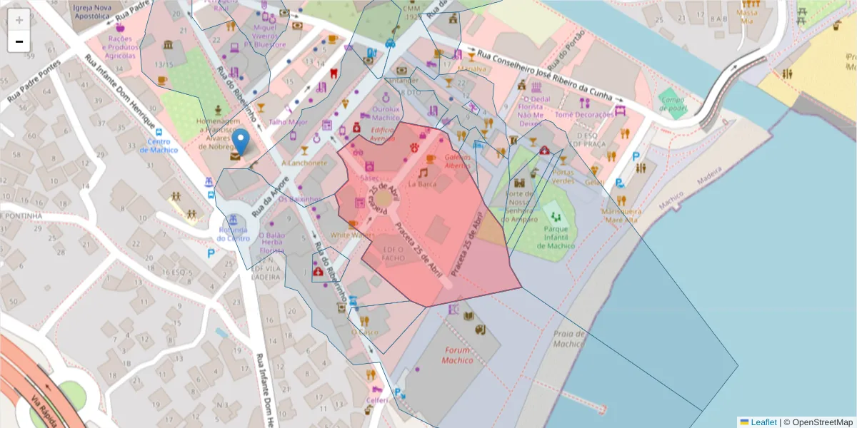 Mapa detalhado do código postal 9200-084 com limites, códigos postais vizinhos e agências dos correios