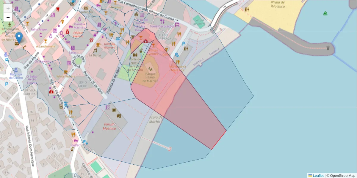 Mapa detalhado do código postal 9200-098 com limites, códigos postais vizinhos e agências dos correios