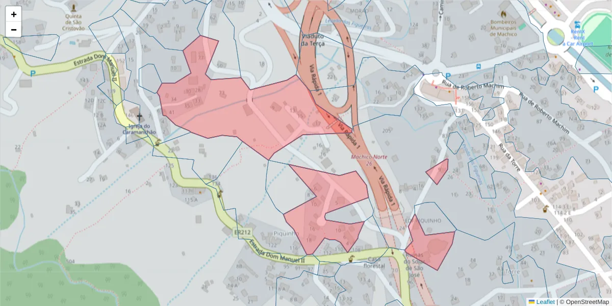 Mapa detalhado do código postal 9200-141 com limites, códigos postais vizinhos e agências dos correios