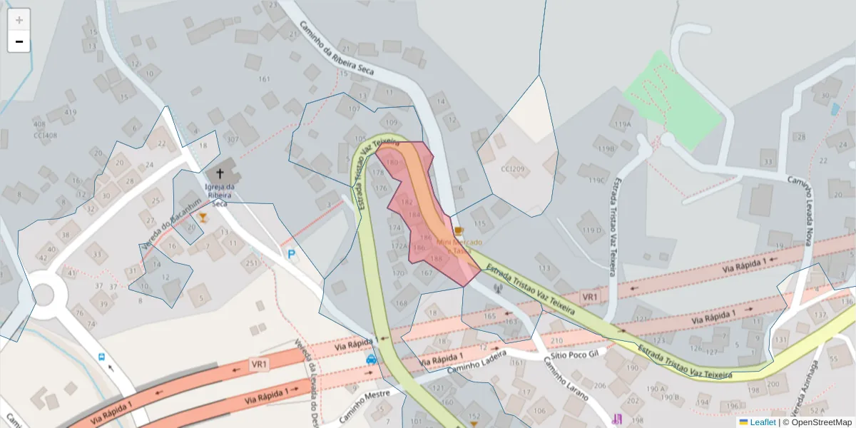 Mapa detalhado do código postal 9200-147 com limites, códigos postais vizinhos e agências dos correios