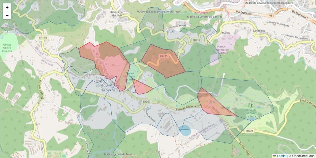 Mapa detalhado do código postal 9200-152 com limites, códigos postais vizinhos e agências dos correios