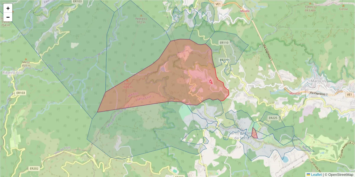 Mapa detalhado do código postal 9200-157 com limites, códigos postais vizinhos e agências dos correios
