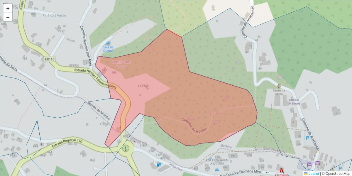 Mapa detalhado do código postal 9200-158 com limites, códigos postais vizinhos e agências dos correios