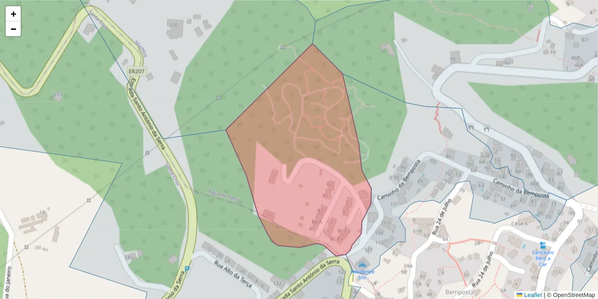 Mapa detalhado do código postal 9200-230 com limites, códigos postais vizinhos e agências dos correios