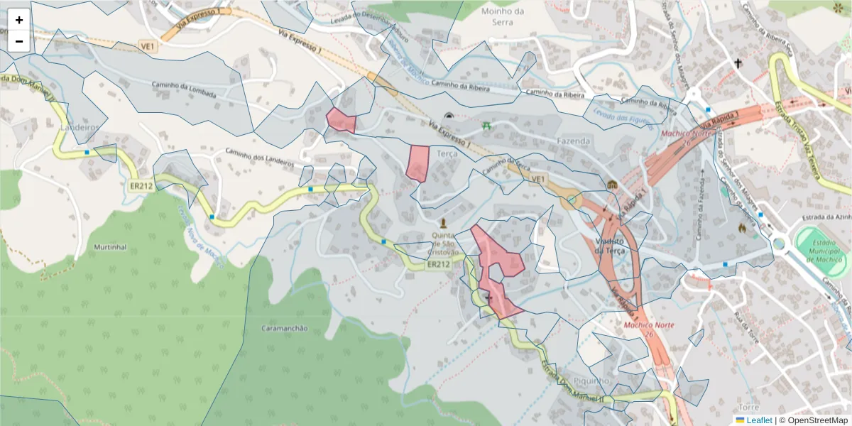 Mapa detalhado do código postal 9200-420 com limites, códigos postais vizinhos e agências dos correios