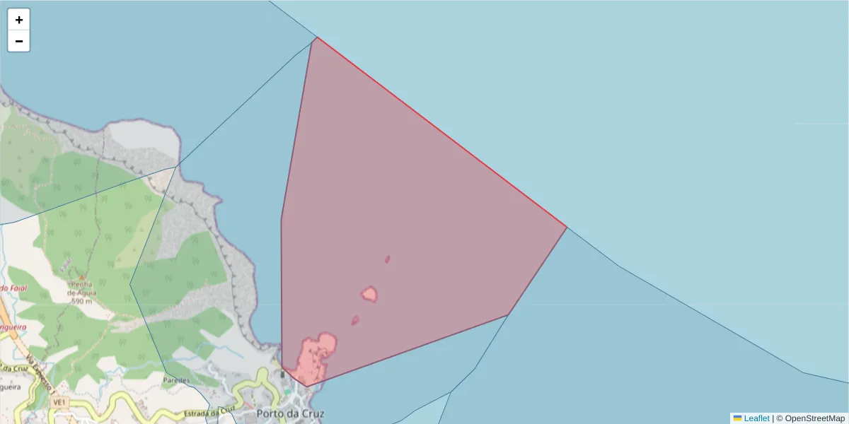 Mapa detalhado do código postal 9225 com limites, códigos postais vizinhos e agências dos correios