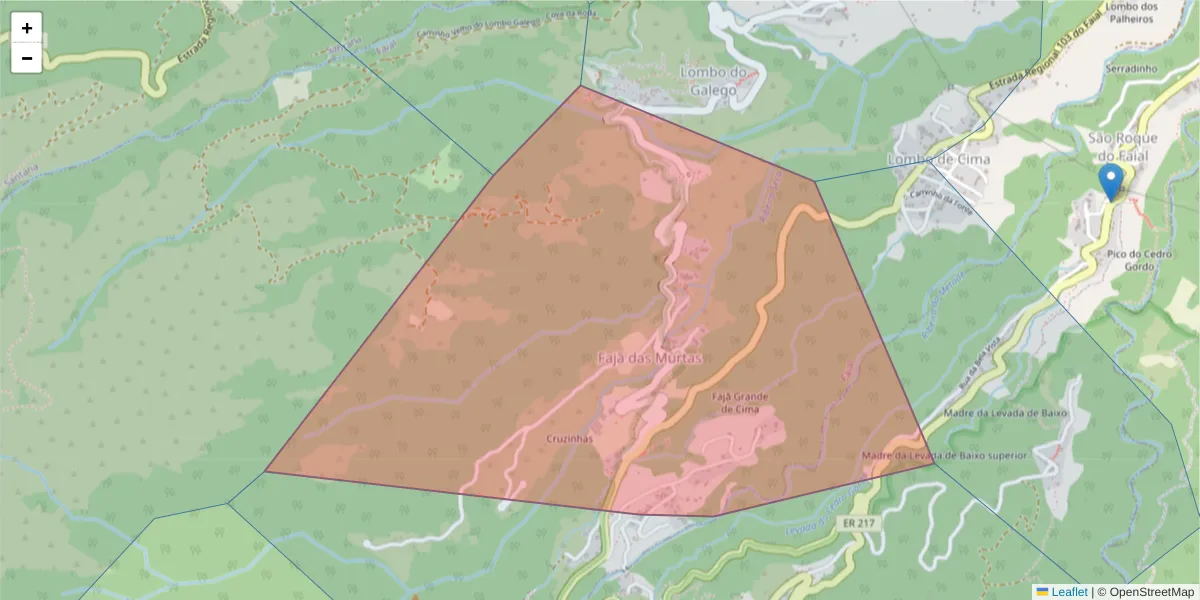 Mapa detalhado do código postal 9230-050 com limites, códigos postais vizinhos e agências dos correios
