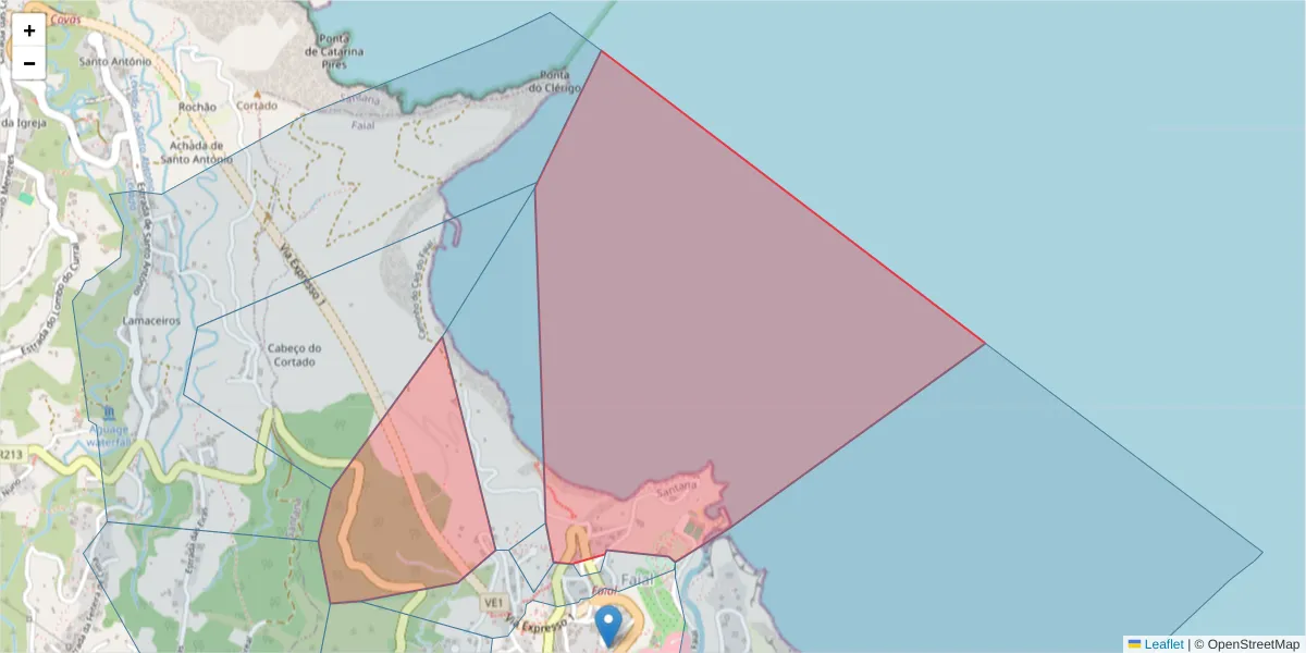Mapa detalhado do código postal 9230-052 com limites, códigos postais vizinhos e agências dos correios
