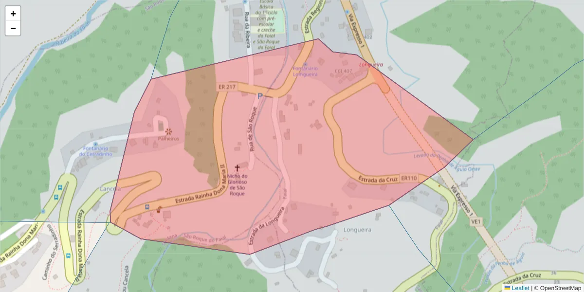Mapa detalhado do código postal 9230-060 com limites, códigos postais vizinhos e agências dos correios