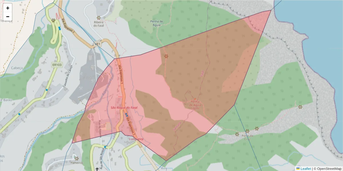 Mapa detalhado do código postal 9230-061 com limites, códigos postais vizinhos e agências dos correios
