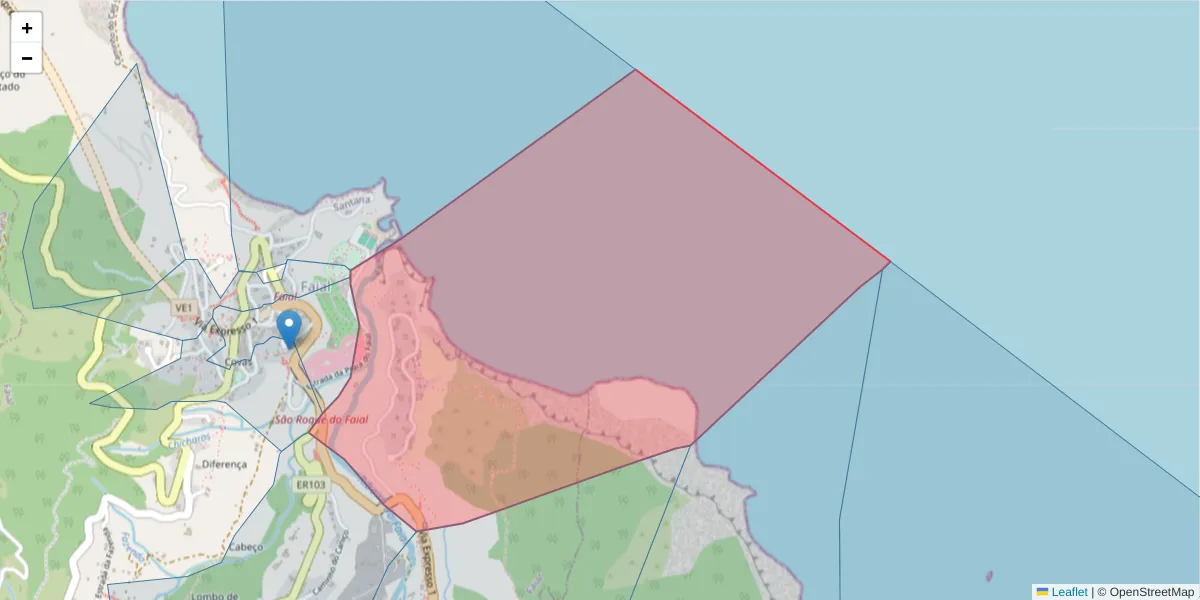 Mapa detalhado do código postal 9230-062 com limites, códigos postais vizinhos e agências dos correios