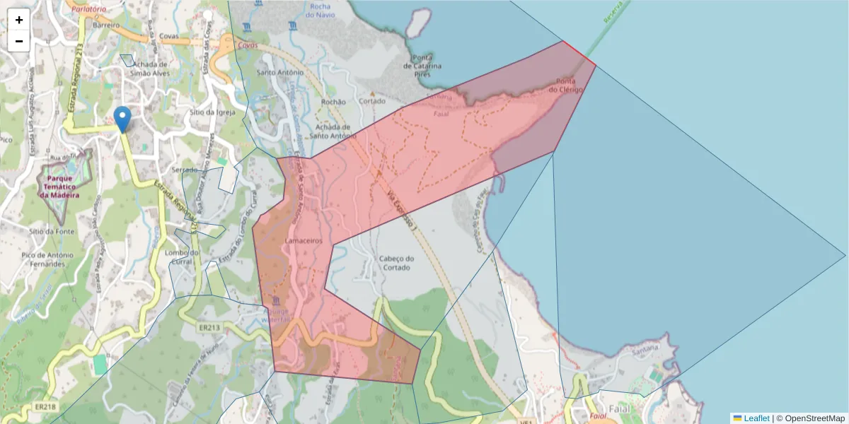 Mapa detalhado do código postal 9230-101 com limites, códigos postais vizinhos e agências dos correios