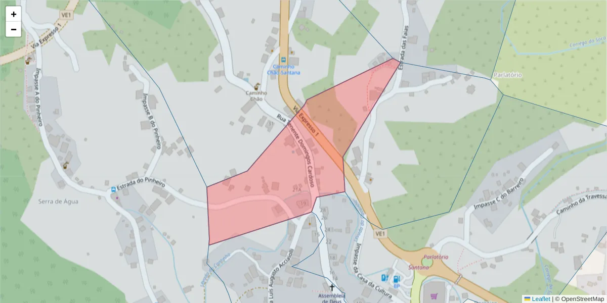 Mapa detalhado do código postal 9230-115 com limites, códigos postais vizinhos e agências dos correios