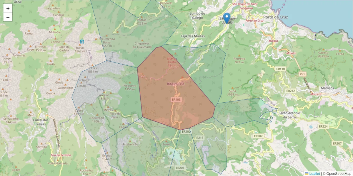Mapa detalhado do código postal 9230-209 com limites, códigos postais vizinhos e agências dos correios