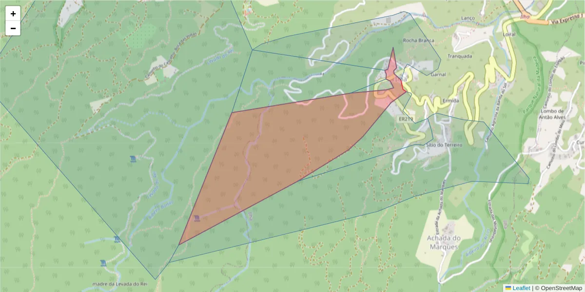 Mapa detalhado do código postal 9230-234 com limites, códigos postais vizinhos e agências dos correios