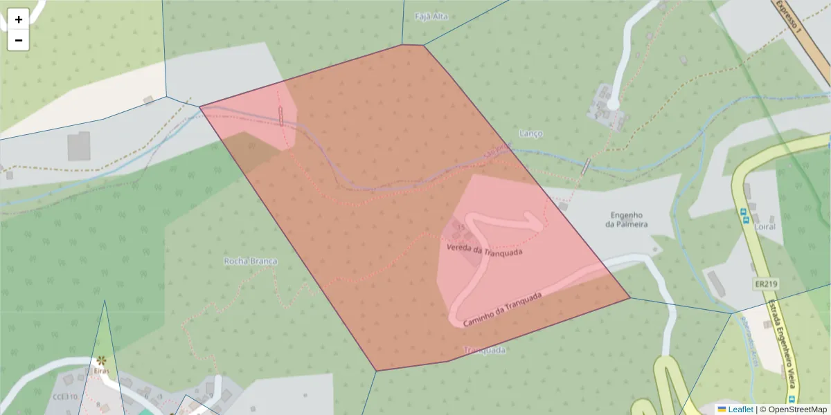 Mapa detalhado do código postal 9230-239 com limites, códigos postais vizinhos e agências dos correios