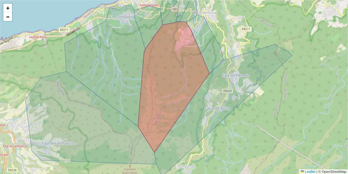 Mapa detalhado do código postal 9240-012 com limites, códigos postais vizinhos e agências dos correios