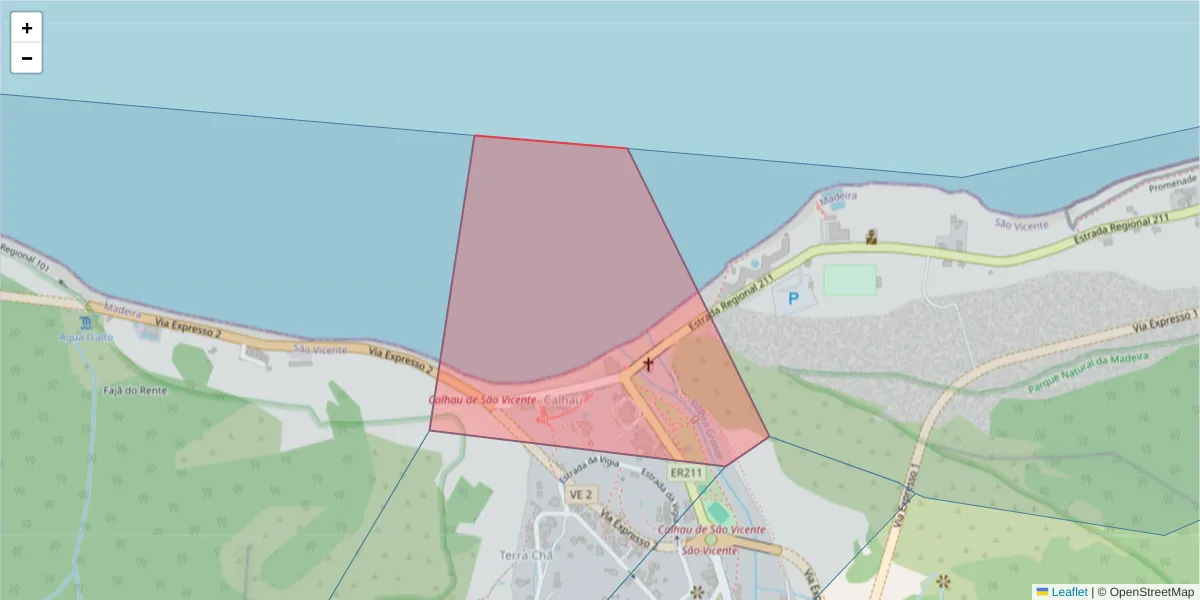 Mapa detalhado do código postal 9240-018 com limites, códigos postais vizinhos e agências dos correios