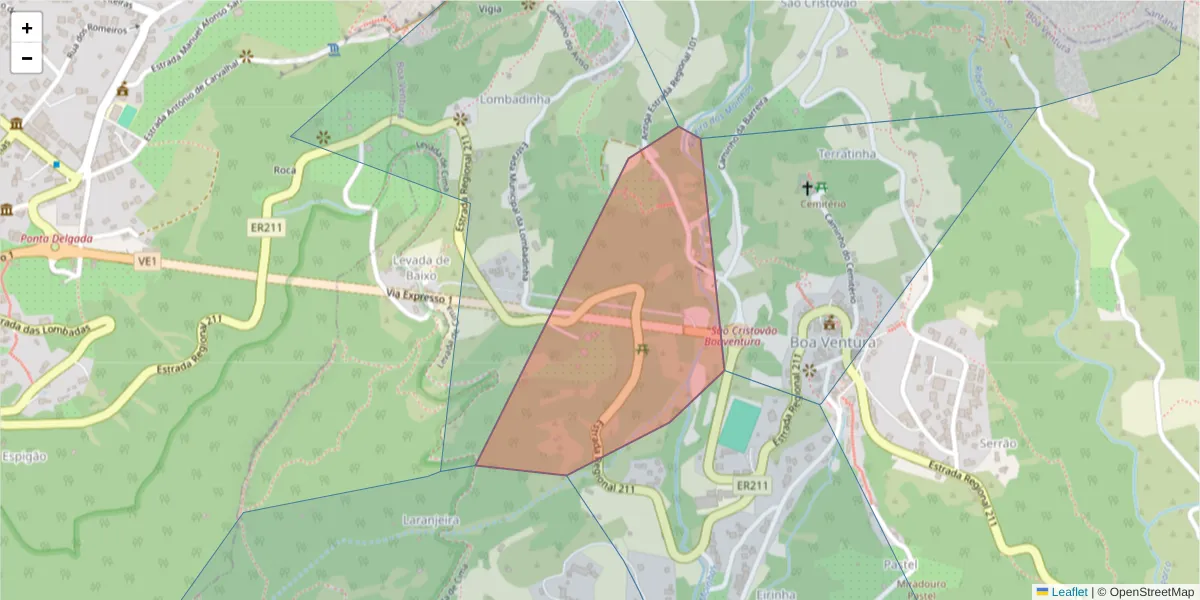 Mapa detalhado do código postal 9240-035 com limites, códigos postais vizinhos e agências dos correios