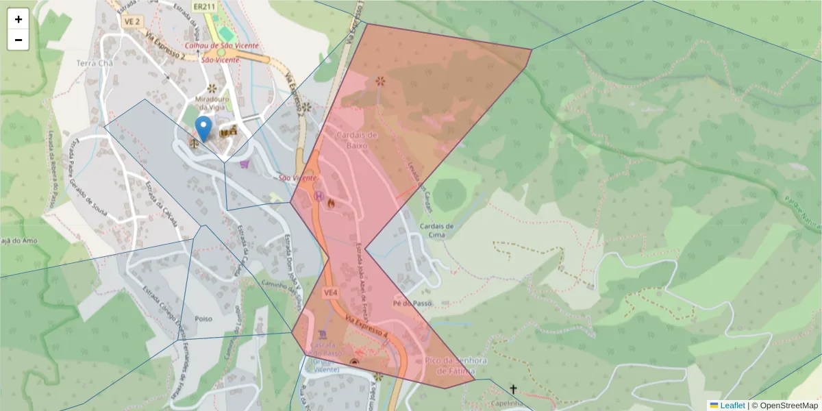 Mapa detalhado do código postal 9240-039 com limites, códigos postais vizinhos e agências dos correios